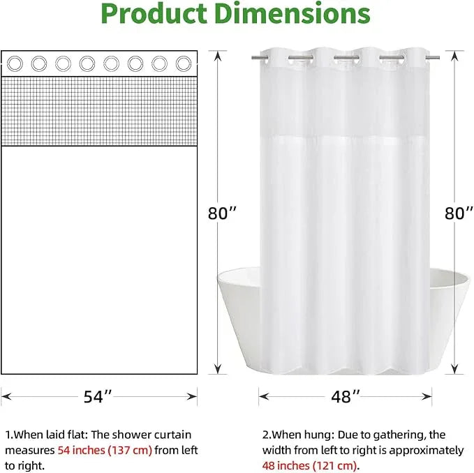 eachope Stall No Hook Shower Curtain with Snap-in Fabric Liner Set,Waffle Weave Shower Curtains for Bathroom,Hotel Luxury Decor Bathroom Curtain Set,Waterproof & Washable,White,54Wx80H - ModernBath