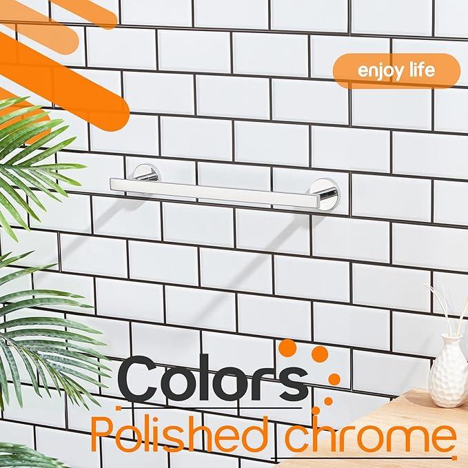12 Inch Bathroom Towel Bar Bath Towel Rack Kitchen Towel Holder Towel Ring Wall Mounted SUS304 Stainless Steel Polished Chrome AN4001CH-L12 - ModernBath