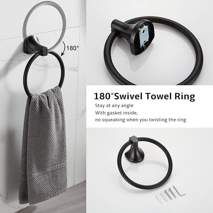 BGL Bathroom Hardware Set Matte Black Adjustable Expandable Towel Bar 4-Piece Bathroom Accessory Set Wall Mounted Robe Hook Toilet Paper Holder Towel Ring Towel Bar - ModernBath