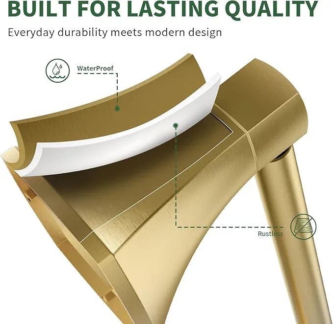Toilet Paper Holder Wall Mount Brushed Gold Double Post Pivoting Tissue Roll Holder Stainless Steel and Zinc Alloy for Bathroom RV Commercial - ModernBath