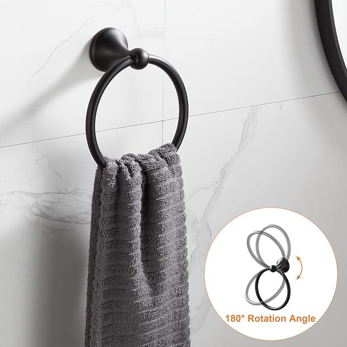 BGL Bathroom Hardware Set Matte Black Adjustable Expandable Bath Towel Bars Bathroom Accessory Set Towel Racks 8-Pieces Wall Mount - ModernBath