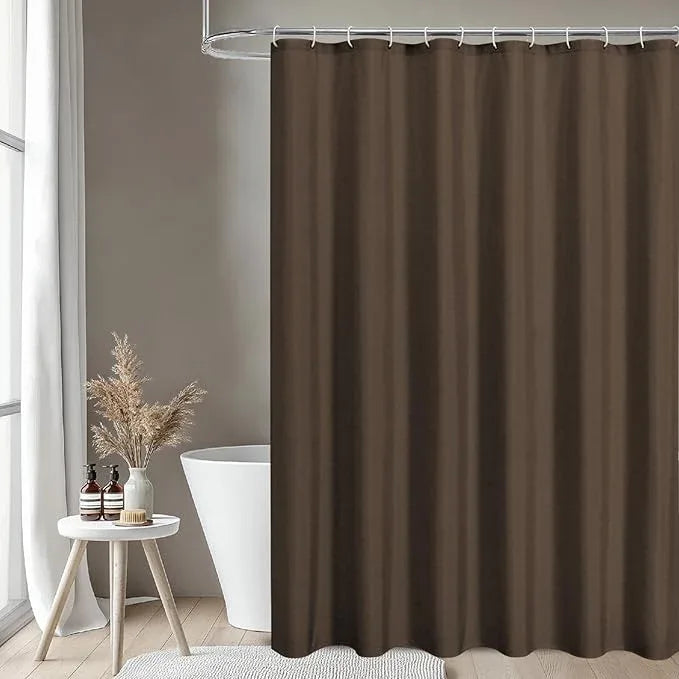 THAIGEE 2-in-1 Waterproof Fabric Shower Curtain or Liner,Linen Textured,Breathable TPU & Washable Bathroom Shower Curtain Set with 12 Plastic Hooks,Modern,72"x72" Brown - ModernBath