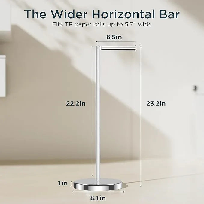 FORIOUS Toilet Paper Holder Stand, Modern Freestanding Tissue Roll Holder for Bathroom, Durable SUS 304 Stainless Steel and Weighted Base Toilet Paper Stand, Storage for 4 Rolls, Polished Chrome - ModernBath