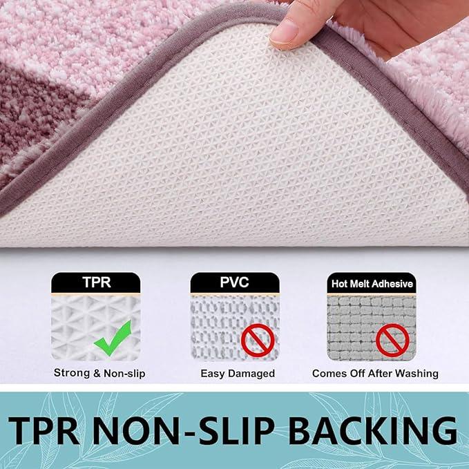 Arotive Microfiber Bathroom Rugs, Shaggy Soft and Absorbent Bath Rug, Non-Slip, Thick Plush Machine Washable Dry Bath Mats for Bathroom, Tub and Shower, 59x24, Mauve, Rectangular - ModernBath