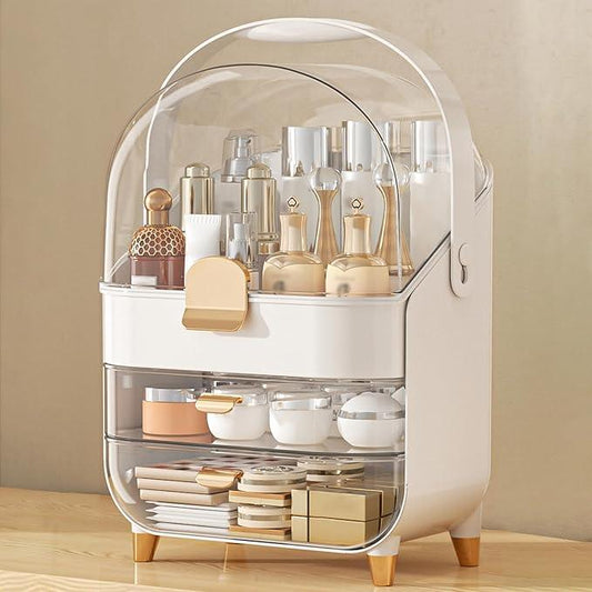 Makeup Organizer Countertop, Skincare Holder Bathroom Counter Organizer, Storage Box Cosmetic Display Cases, Teen Girl Gifts Make up Organizers for Vanity, Dresser (Rose Gold) - ModernBath
