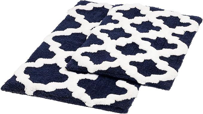 C23 Luxury Bathroom Rugs, Bath Mat - 20"x32" & 16"x24", 2200 GSM Tufted Cotton Bathroom Mat, Ultra-Absorbent Quick Dry Heavyweight Non-Slip Bathmat, Thick Soft Plush Machine Washable Bath Rug - 2 Pack - ModernBath