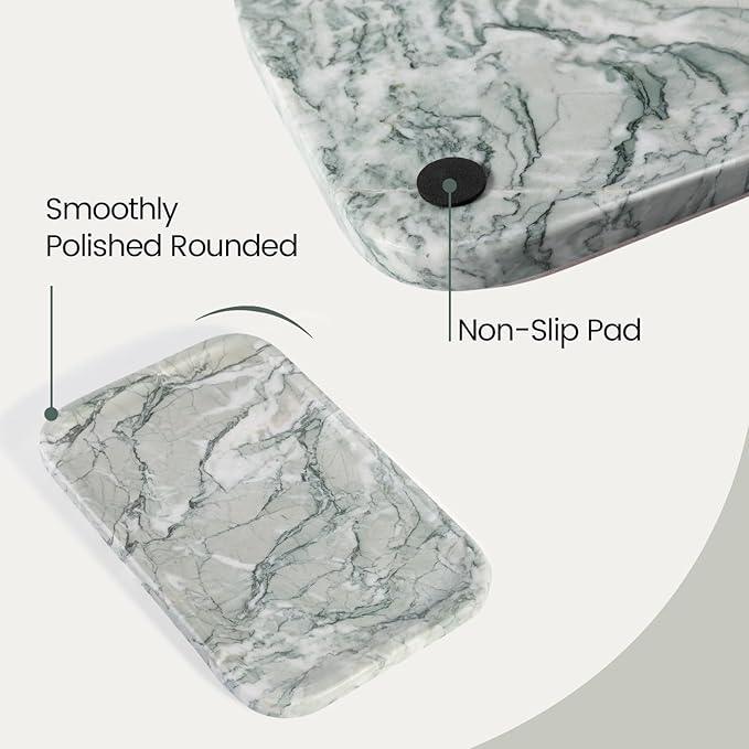 Karibiber Vanity Tray, Marble Bathroom Tray Countertop, Decorative Dresser Organizer, Green Stone for Perfume Jewelry Holder Storage for Kitchen Sink(Light Green) - ModernBath