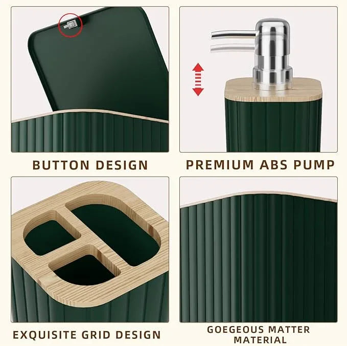 XLHOMO Bathroom Set - Elegant Green Bathroom Set, 10PC Green Bathroom Accessories Set, Bathroom Sets with Toilet Brush, Bathroom Trash Can - ModernBath