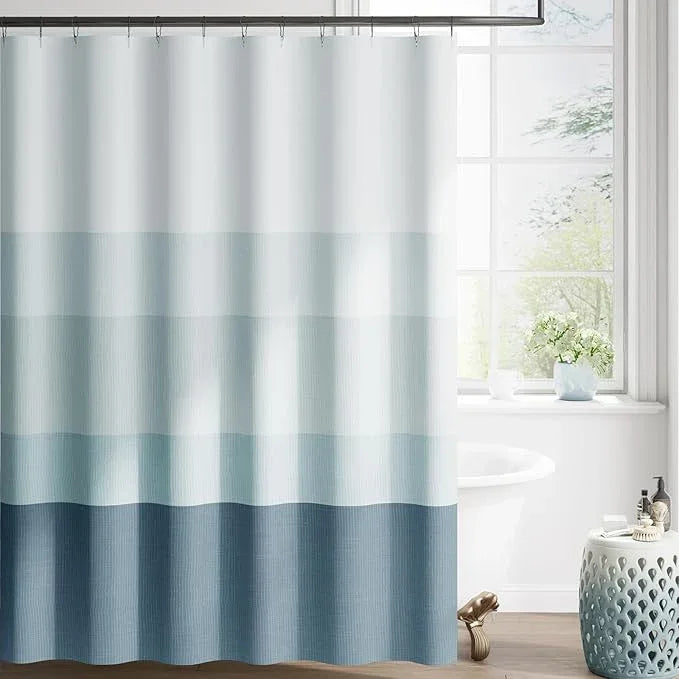 jinchan Ombre Ocean Blue Striped Shower Curtain Waterproof Fabric Shower Curtains for Bathroom Gradual Color Minimalist Design Modern Neutral with 12 Hooks 70x72 Inches - ModernBath