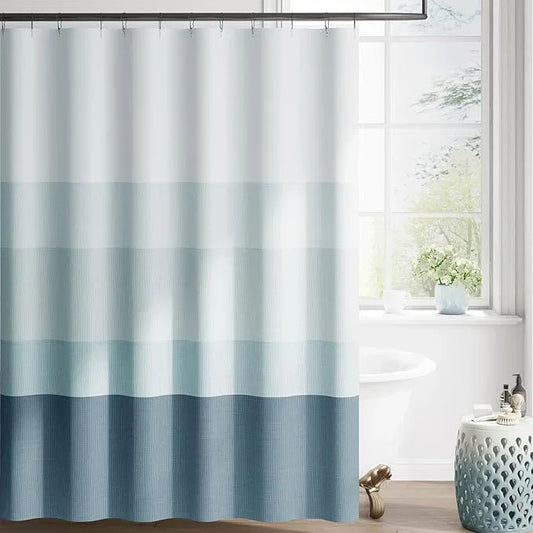 jinchan Ombre Ocean Blue Striped Shower Curtain Waterproof Fabric Shower Curtains for Bathroom Gradual Color Minimalist Design Modern Neutral with 12 Hooks 70x72 Inches - ModernBath