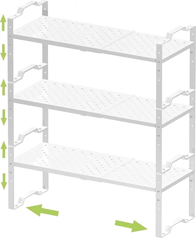 Jojocross Expandable Shelf for Cabinet Organizer Adjustable Stackable Spice Rack at Kitchen and Bathroom More, Counter Countertop Cupboard Organization Pantry Storage(3 Packs/White,Medium) - ModernBath