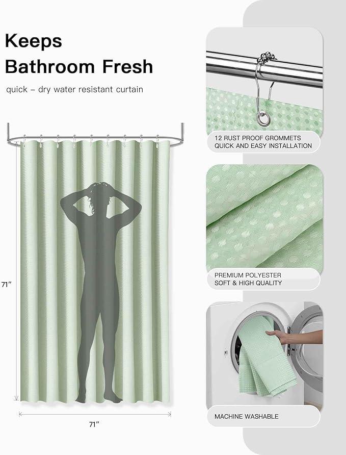 IMAVO Green Bathroom Accessories,Non Slip Super Absorbent Rugs and Waterproof Shower Curtain with Hooks,Complete Bathroom Set for Bathroom Décor - ModernBath