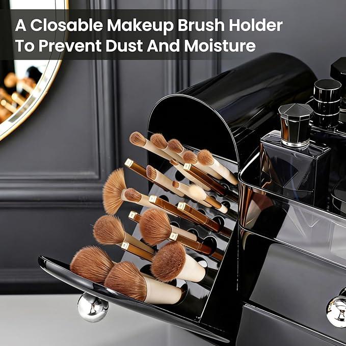 Makeup Organizer,Vanity Organizer with Makeup Brush Holder,Large Skincare Organizers and Bathroom Countertop Organizer,Storage Lipstick,Perfume,Nail Polish,Beauty,Hair Accessories,Gifts for Women - ModernBath