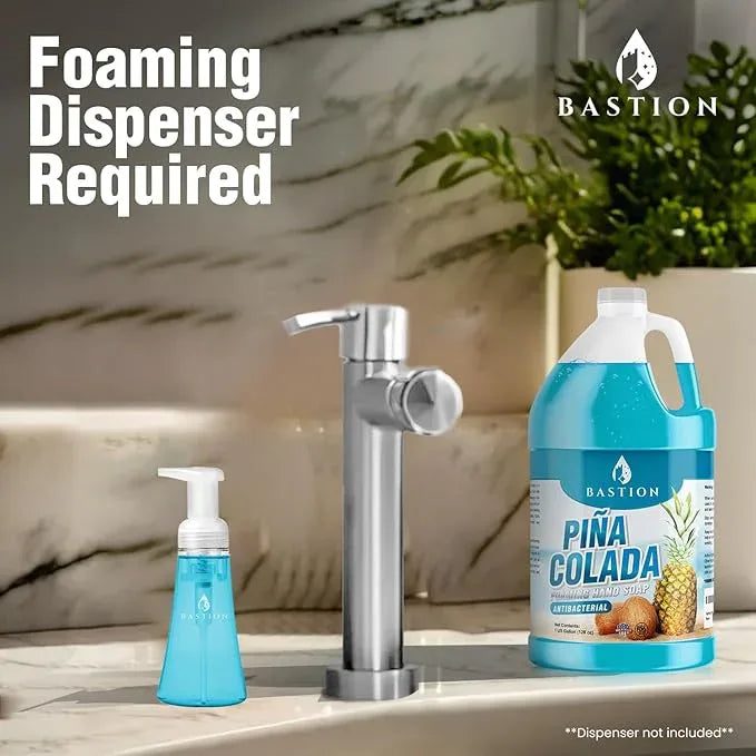 Bastion Foaming Antibacterial Hand Soap: Pina Colada Scented Refill 4 GallonS (512 oz) Bulk Hand Wash - ModernBath
