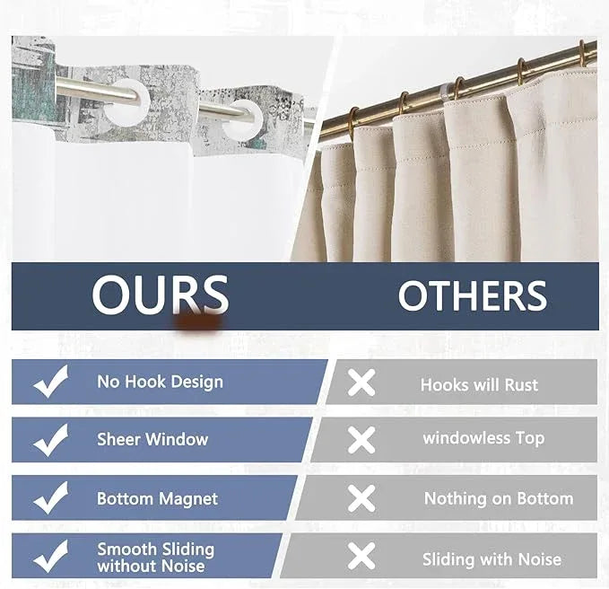 NAEMBCU No Hook Shower Curtain with Snap-in Liner, Modern Abstract Bath Curtain with See Through Top, Waterproof Double Layer for Bathroom Decor, 71 x 74 Inch - ModernBath