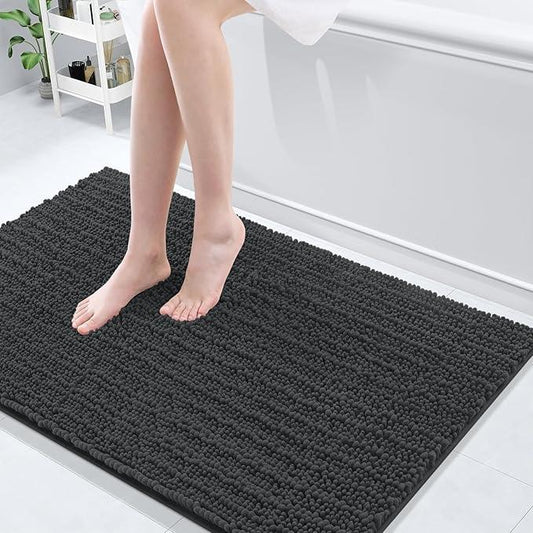 Arotive Luxury Chenille Bathroom Rug Mat, Extra Soft Thick Absorbent Shaggy Bath Rugs, Non-Slip Machine Wash Dry, Plush Bath Mats for Bathroom, Shower and Tub, 45x27, Dark Grey - ModernBath