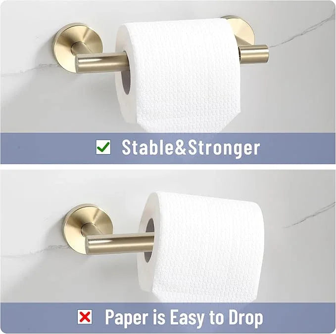 BVL Toilet Paper Holder Brushed Gold Wall Mount Stainless Steel 304 Large Mega Roll - ModernBath