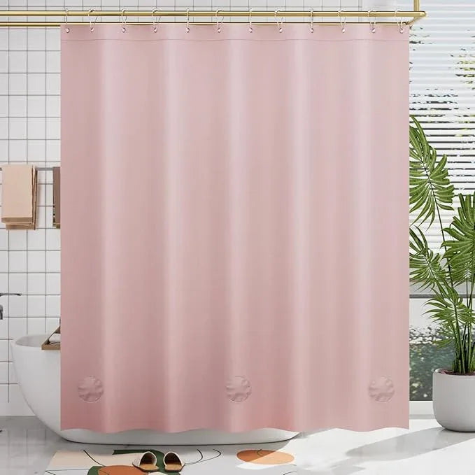 AmazerBath Light Pink Shower Curtain Plastic 72x72 Inches, Premium PEVA Shower Curtain Pink, 8G Heavy Duty Shower Curtains for Bathroom with 3 Big Weighted Stones and 12 Rustproof Grommets - ModernBath