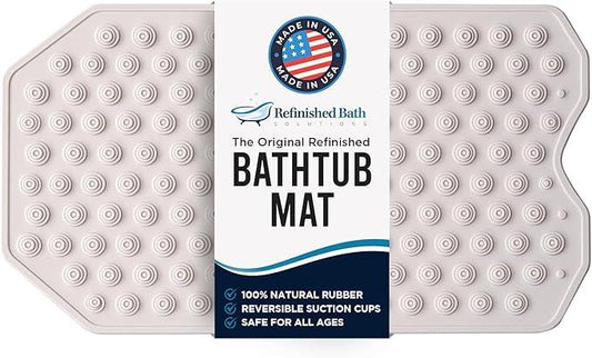 The Original Refinished Bathtub Mat - No Suction Cup Bath Mat, Designed for Textured and Refinished Bathtubs Made of Rubber Not Cheap Plastic, Great for Children and Elderly (White) - ModernBath