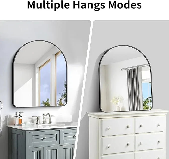Arched Bathroom Mirror, 30"x36" Black Arched Mirror for Bathroom, Wall Mounted Mirror, Black Vanity Wall Mirror w/Metal Frame for Bedroom, Entryway, Living Room, Hanging or Leaning Against Wall - ModernBath
