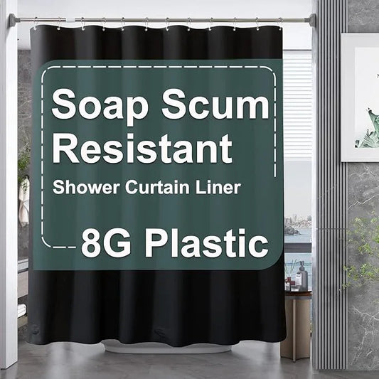 AmazerBath Plastic Shower Curtain Liner, 72 x Inches EVA 8G Heavy Duty Black Waterproof Weighted Thick Bathroom with 3 Clear Weights and 12 Rustproof Grommet Holes - ModernBath