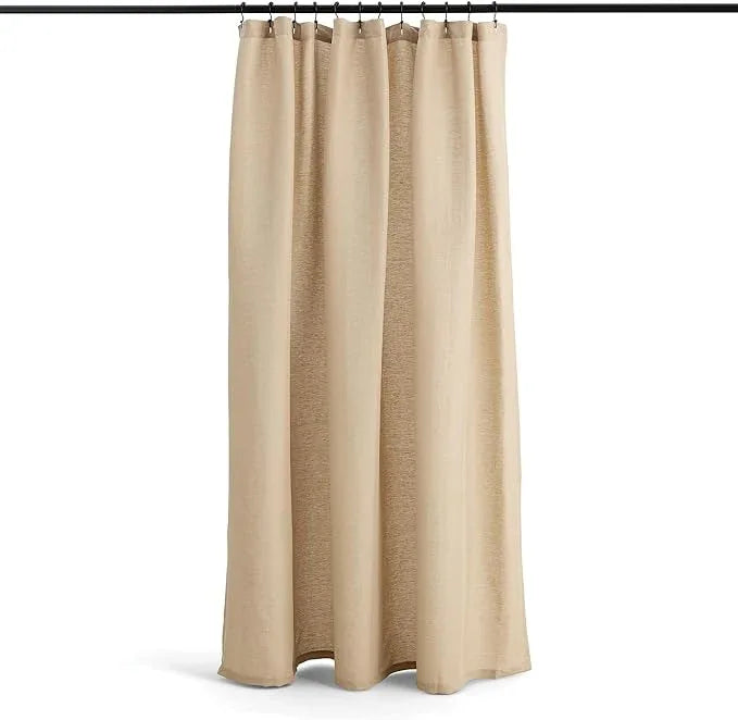 Preston Lane Stonebridge Linen Cotton Shower Curtain, 72" x 72" – 67% Linen 33% Cotton Blend, Fabric Bathroom Curtain with Reinforced Holes with Stitching, Made in Portugal, Clay - ModernBath
