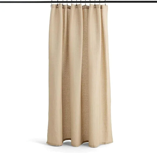 Preston Lane Stonebridge Linen Cotton Shower Curtain, 72" x 72" – 67% Linen 33% Cotton Blend, Fabric Bathroom Curtain with Reinforced Holes with Stitching, Made in Portugal, Clay - ModernBath