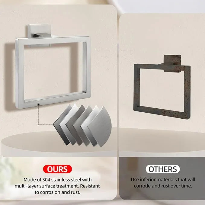 Brushed Nickel Towel Ring Towel Holder for Bathroom Bath Towel Hanger Stainless Steel Bathroom Hardware Accessories Wall-Mounted Towel Rack - ModernBath