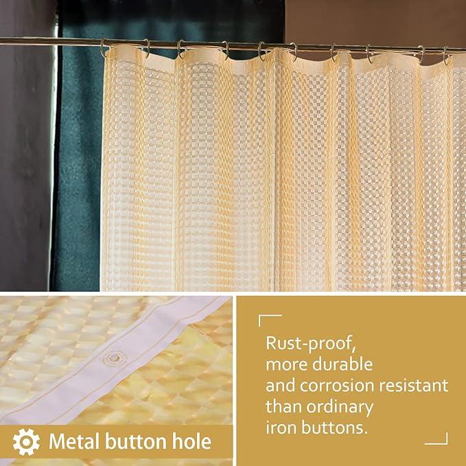 NTBAY EVA Semi-Transparent Clear Shower Curtain with Yellow Checkered, Water-Repellent Liner with 3 Magnets for Bathroom, 72x72 Inches - ModernBath