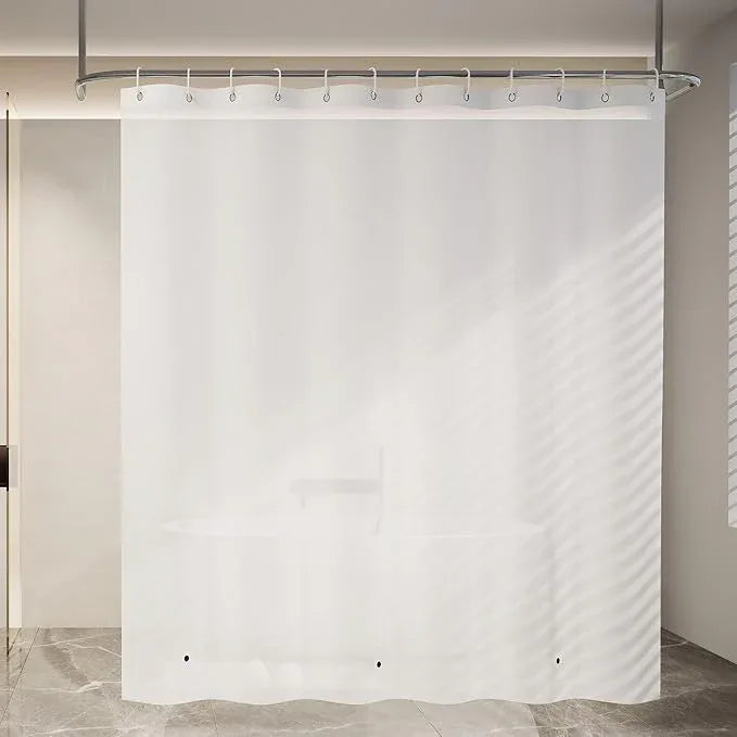 Poposa Waterproof Shower Curtain, Bathroom Shower Curtain Liner PEVA Non-Toxic Odorless Rust-Proof Metal Ring Frosted 5G 72x72 Inches - ModernBath