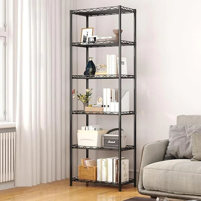 HOMEFORT 6-Tier Wire Shelving, 6 Shelves Unit Metal Storage Rack, Durable Organizer, Perfect for Pantry Closet Kitchen Laundry Organization (Black) - ModernBath