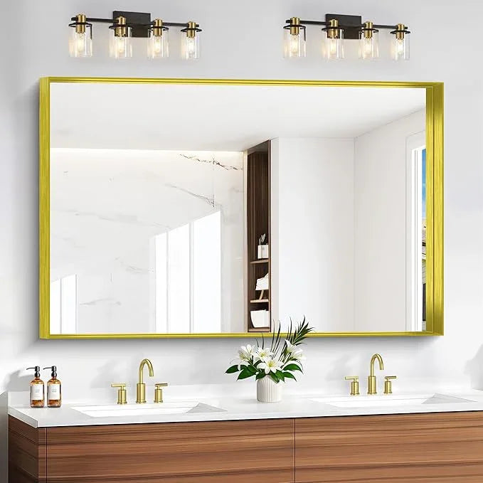 NIMURY Gold Bathroom Mirror, 36x55 Inch Rectangular Deep Frame Mirror, Large Wall Mounted Bathroom Vanity Mirror Over Sink for Bedroom,Restroom, Living Room, Hangs Vertically or Horizontally - ModernBath