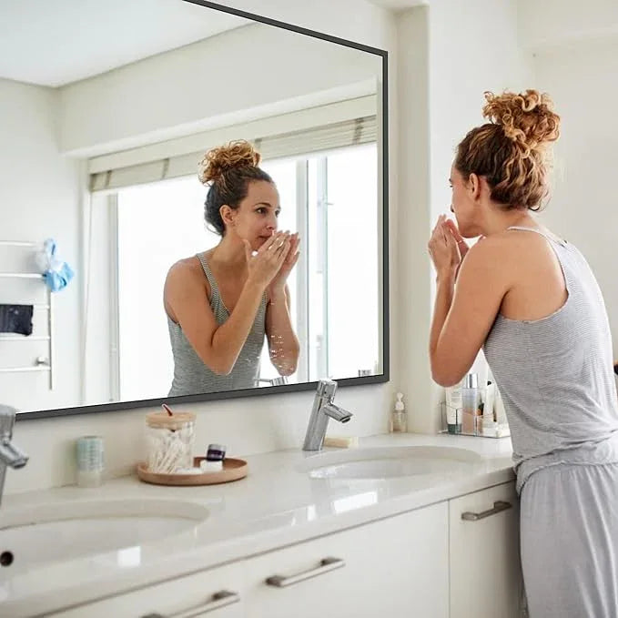 COFENY Black Bathroom Mirror for Wall, 30x50 Inch Rectangle Mirrors with Metal Frame, Modern Vanity Wall Mirror Decor for Bathroom Living Room, Entryway Hangs Horizontal or Vertical - ModernBath