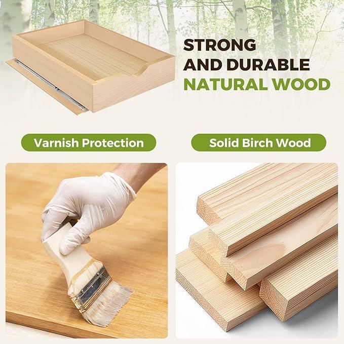 Pull Out Drawers for Cabinet 14.5" W x 22" D x 4.5" H Wood Slide Out Organizer and Storage Kitchen Cabinet Drawers Slide Out Shelves Pull Out Shelves in Kitchen Pantry Bathroom with Soft Close - ModernBath