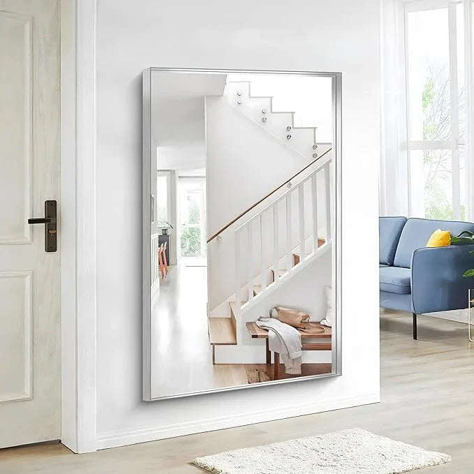 NIMURY Silver Bathroom Mirror, 36x55 Inch Rectangular Deep Frame Mirror, Large Wall Mounted Bathroom Vanity Mirror Over Sink for Bedroom,Restroom, Living Room, Hangs Vertically or Horizontally - ModernBath