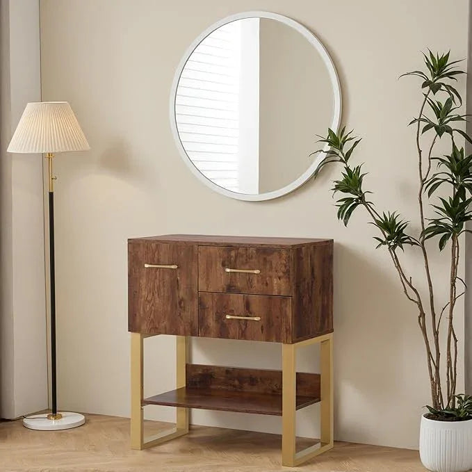 BarberPub Styling Barber Station, Wall Mount Storage Cabinet, Salon Equipment for Hair Stylist, Spa Beauty Makeup Organizer, Bathroom Dresser with Drawers & Shelf 3185 (Rustic Brown) - ModernBath