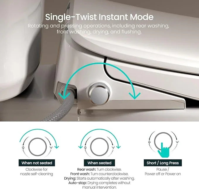 R&T V3200 Elongated Bidet Toilet Seat, Electric Bidet Seat with Adjustable Warm Water, Air Dryer, Heated Seat, Night Light, Deodorization - ModernBath