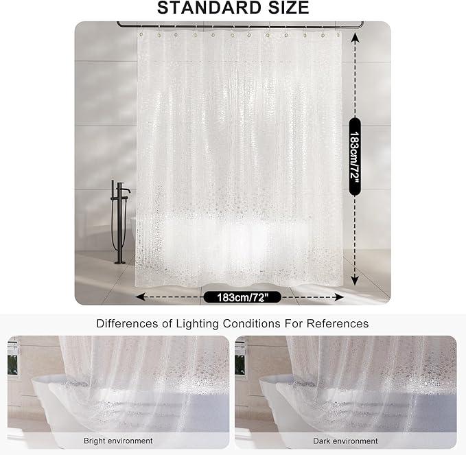 AmazerBath Heavy Duty Shower Curtain Liner, 100% EVA Clear Shower Curtain and Liner 2-in-1, 72x72 Luxury Plastic Weighted Bathroom Cobble Shower Liner, 12 Rustproof Grommets & 3 Heavyweight Stones - ModernBath