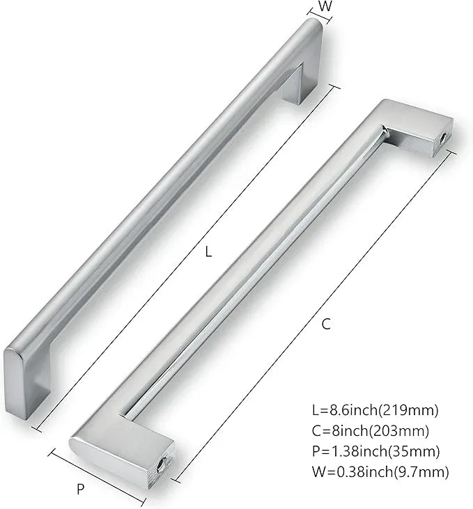 khtumeware 8 Inch Hole Center 6 Pack,Burshed Chrome Heavy Duty Solid Cabinet Pulls,Kitchen Drawer Handle, Hardware for Bathroom, Drawer, Cabinet, Door Cabinet - ModernBath
