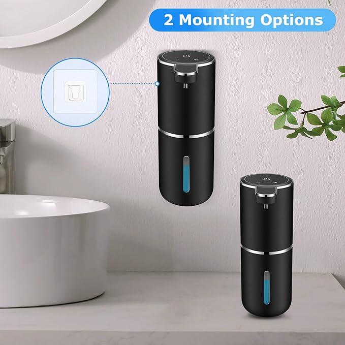 2 Pack Automatic Soap Dispenser,Automatic Liquid Soap Dispenser Touchless,12.8oz/380ml USB Rechargeabled Wall Mounted Smart Soap Dispensers for Bathroom Kitchen Dish Soap(Black) - ModernBath