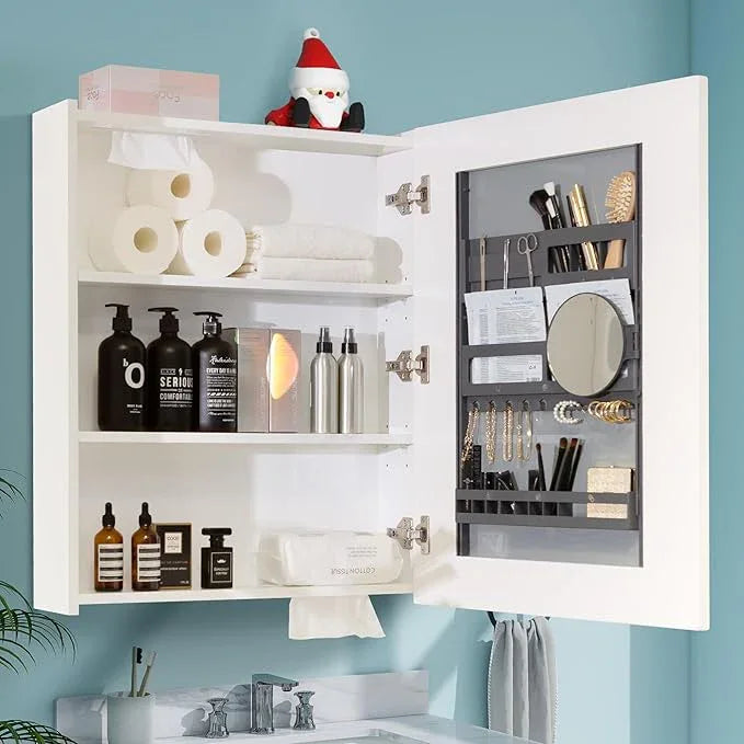 Bathroom Mirror Cabinet - Large Single Door 24x30 inchs Wall Cabinet Bathroom Vanity Mirror Cabinet with Facial Tissues Slot and Multifunctional Storage Area - ModernBath
