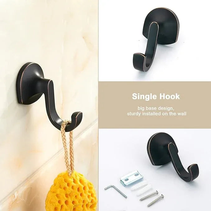BGL 4 Piece ORB Bathroom Hardware Set - Wall Mounted Bathroom Accessories Set with Towel Bar, Towel Ring, Toilet Paper Holder, Robe Hook - Rustproof Bathroom Towel Bar Set - ModernBath