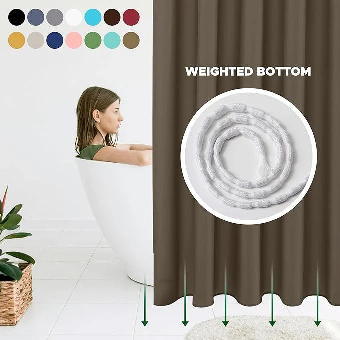 Biscaynebay Hotel Quality Fabric Shower Liners 72 Inch by 72 Inch, Taupe Water Resistant Bathroom Curtains Rust Resistant Grommets Top Weighted Bottom Machine Washable - ModernBath