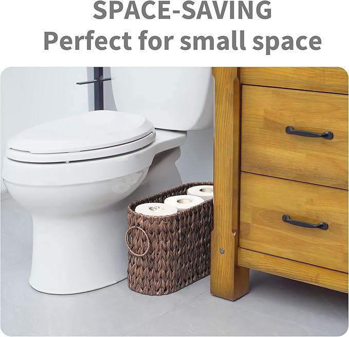 GRANNY SAYS Toilet Paper Storage, Toilet Paper Basket for Bathroom, 6 Mega Rolls Holder with Storage, Waterproof Bathroom Storage Baskets, Brown - ModernBath