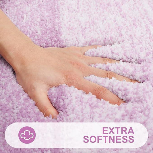 OLANLY Luxury Toilet Rugs U-Shaped 24x24, Extra Soft and Absorbent Microfiber Bathroom Rugs, Non-Slip Plush Shaggy Bath Mat, Machine Wash Dry, Contour Bathroom Mats for Toilet Base, Pinkish-Purple - ModernBath