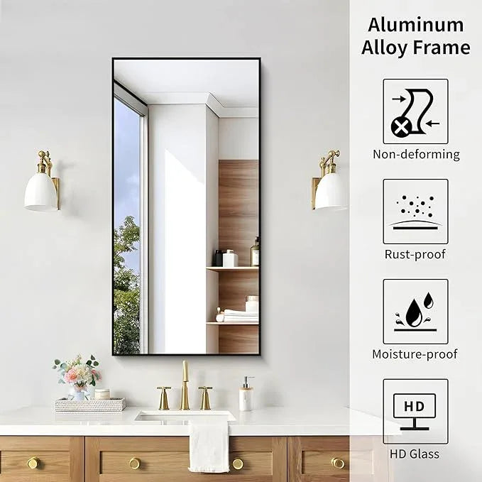 KOCUUY Black Bathroom Mirror, 20x40 Inch Rectangle Mirror for Over Sink, Modern Decorative Wall Mirror for Bedroom Living Room Bathroom, Hang Horizontal/Vertical - ModernBath