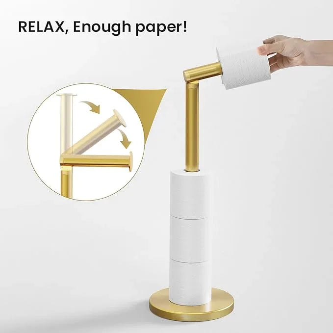 Cesun Toilet Paper Holder Stand Free Standing, Gold Toilet Paper Storage with Heavy Weighted Base, Bathroom Stainless Steel Toilet Paper Roll Holder, Non-Slip, Gold - ModernBath