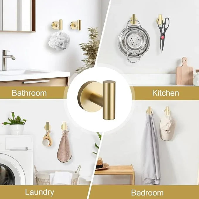 Brushed Gold Bathroom Hardware Set, 5 Pieces Gold Towel Bar Bathroom Accessories, Upgraded Toilet Paper Holder with Shelf Set, 23.6 Inch Towel Rack Towel Holder for Bathroom Wall - ModernBath