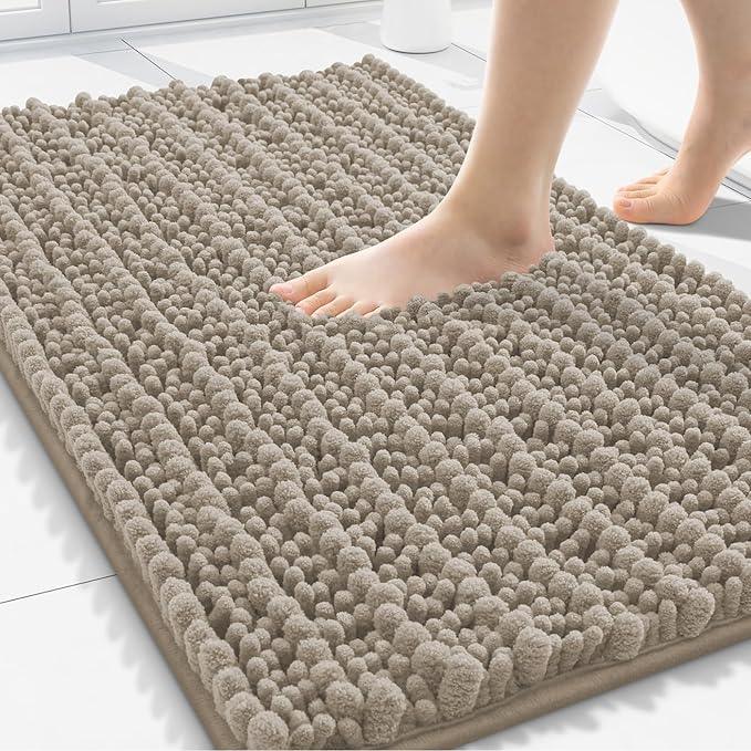 Smiry Bathroom Rugs Mat 30x20, Extra Soft Absorbent Chenille Bath Rugs, Non Slip Rubber Backing Machine Washable Quick Dry Bath Mats for Bathroom Floor, Tub, Shower, Home Decor Accessories, Latte - ModernBath