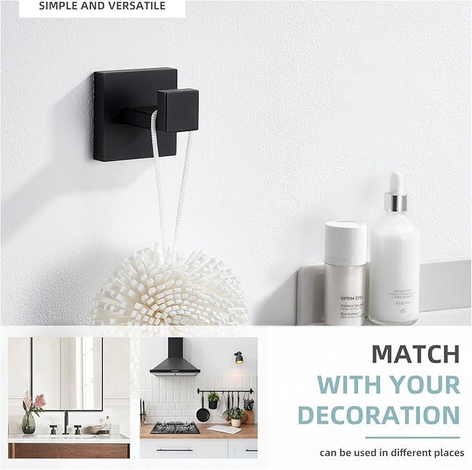 Angle Simple Towel Hook Matte Black, SUS 304 Stainless Steel Coat Robe Hook, Bathroom Hand Towel Hanger for Wall - ModernBath